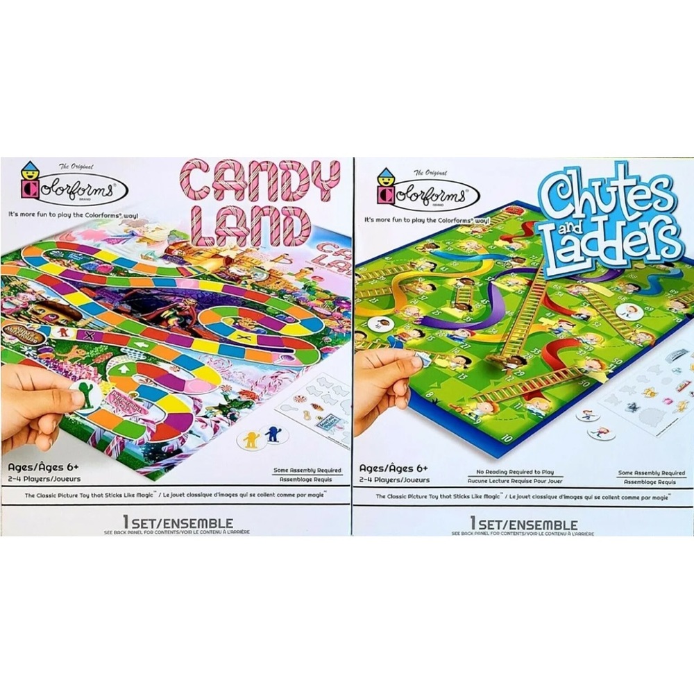 Set of 2 Colorforms Board Games Candy Land and Chutes & Ladders NWT